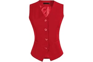 ORANDESIGNE Gilet da Tailleur da Donna Gilet da Completo Scollo a V Orlo a Fazzoletto Chiusura Bottoni Gilet con Monopetto Casual Vest in Tinta Unita Formale Retro Stile Business