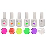 BMC 6pc Color Gel Nail Art Polish UV LED Light Manicure Collection Set-Mixed Variety, Stuck On You Like Gelly Collection