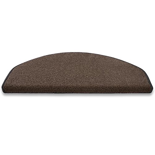 casa pura 1 of Round Fluffy Carpet Stair Pad/Tread Mats, Brown | Non-Slip | Anti-Static, Incredibly Robust for High Traffic | Short Pile | 23.5x65cm | 7 Colours Available