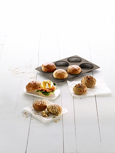 Lékué 0202300M10M017 Brötchen-Backform rund 6er-Set Silikon, 6 Einheiten, schwarz - 3