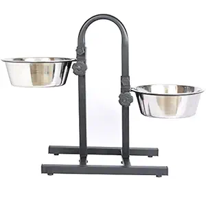 Pets Empire Dog Adjustable Feeding Stand U Type with 2 Bowls (1600 ML)