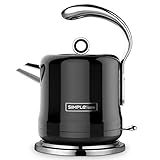 SIMPLETASTE Edelstahl Wasserkocher 1,2L Schnellheiz-Wasserkocher mit Abschalt- und Trockengehschutz stilvoller leicht zu reinigender Kaffee- und Teebereiter - 1500 Watt