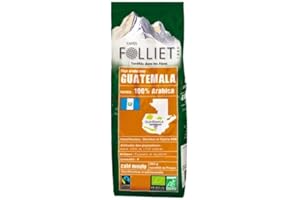 CAFÉS FOLLIET - Café Moulu Bio - Pure Origine Guatemala - Torréfaction traditionnelle - Intensité 7/10-100% Arabica - 250 g