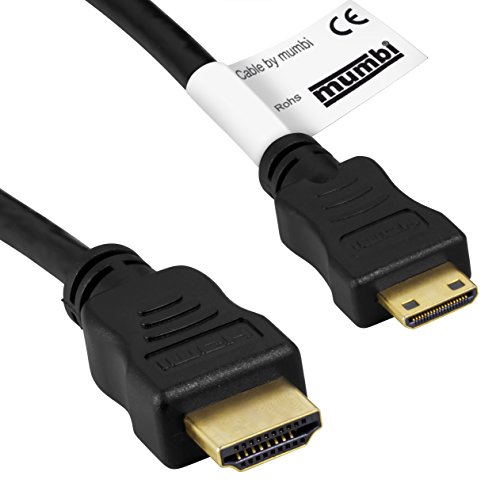 mumbi MINI HDMI Kabel 1.3b 1080p Full HD / Mini HDMI C Stecker auf HDMI A Stecker - VERGOLDETE Kontakte 1,5m