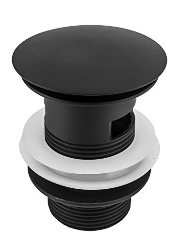VILSTEIN© Pop-Up Ablauf-ventil Push-Up Ablaufgarnitur für Waschbecken mit Überlauf, Schwarz - 4