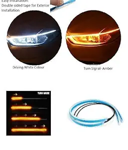 Auto Oprema Car Led Strip for Headlight White Daytime Running Light, Turn Signal Yellow/Amber Indicator Light Lamp DRL 12v (Left&Right)