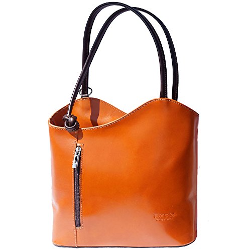 Florence Leather Market BOLSO DE HOMBRO CONVERTIBLE EN MOCHILA 207 (Bronceado-marrón oscuro)
