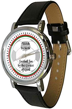 Welsh Football Fan Design Watch. Football Gift. Genuine Leather Strap