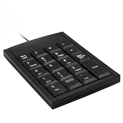 Kany USB Numeric Keypad, Portable Slim Mini Number Pad Keypad Keyboard Full Size 19 Key for