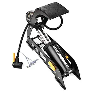 Kixre Single Barrel Steel Body Foot Pump for car | Air Pump for Motorcycle Car | High Pressure Foot Pump, Bike Motorbike Inflation Pump