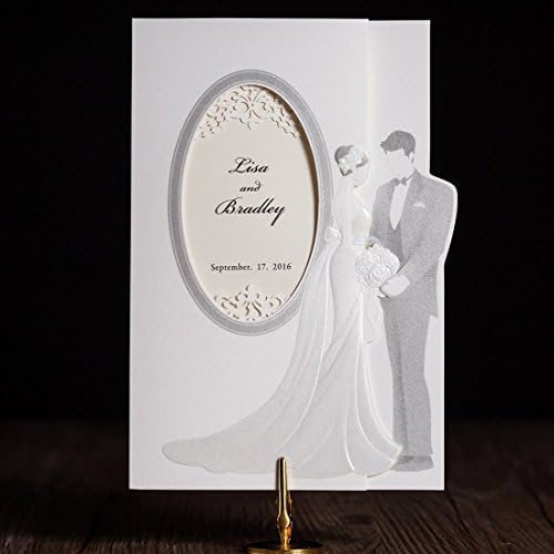 VStoy 20 Piece New Arrival Elegant Laser Cut Wedding Invitations With Bride and Groom Wedding Cards Party Invitation Card For Wedding Supplies