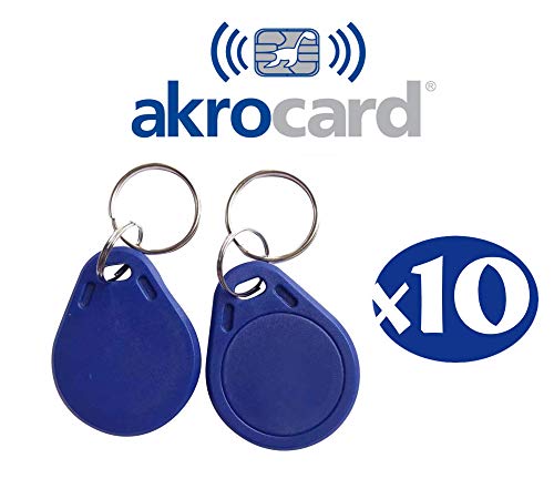 Porte-clés RFID 1K - RFID ISO14443A - 13,56 MHz ABS IC NFC pour contrôle d'accès - Résistant à l'eau (PACK 10 - Bleu)