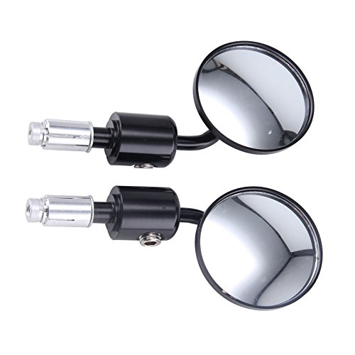 Allright 2 Stück Motorrad Spiegel Rund Lenkerendenspiegel Motorradspiegel Aluminium Rückspiegel 2,7 Zoll Lenkerspiegel Schwarz (Rund Lenkerendenspiegel)