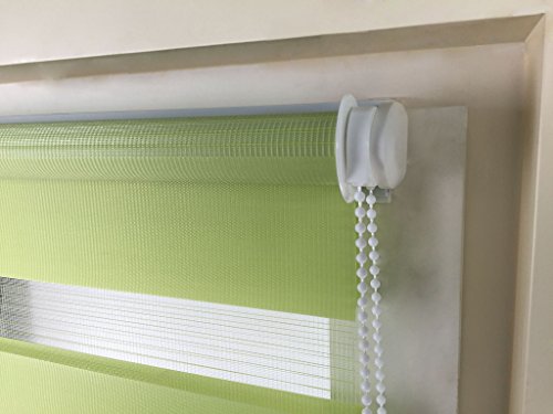 Doppelrollo Duo Rollo Jalousie Seitenzug Rollo Kettenzugrollo von Mass-Gardinen-Shop, Klemmfix ohne Bohren mit Klemmträger 75x150cm (Light Green) - 7