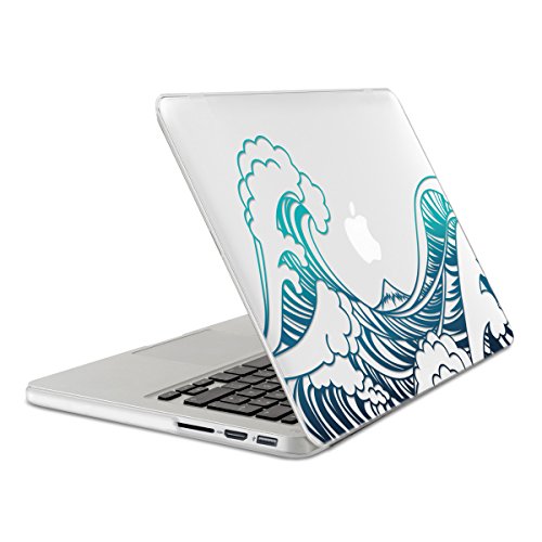 kwmobile Crystal Hülle für Apple MacBook Pro Retina 13″ (ab Ende 2012) Hard Case – dünne durchsichtige transparente Schutzhülle Cover Tasche Wellen Design Blau Dunkelblau Transparent - 5