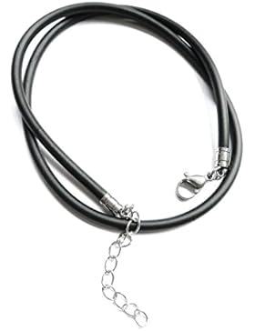 Gummihalsband 3mm Durchmesser, Halskette, Gummi-Silikonband mit rostfreiem Karabinerverschluß aus Edelstahl, GHB...