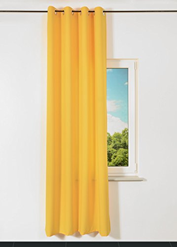 MODERNER VORHANG, GARDINEN MIT ÖSEN, ÖSENSCHAL VERSCHIEDENE FARBEN 140×250 CM (Pastellgelb) - 3