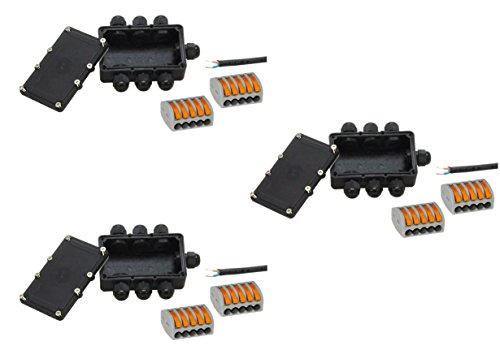 Preisvergleich Produktbild 3er Set 6fach Verbindungsbox Kabelverbinder Verbindungsmuffe für Erdkabel IP68 ~ 24V