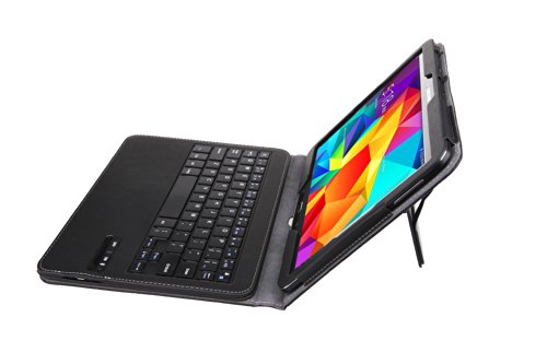 MoKo Abnehmbare Wireless Bluetooth Tastatur Drahtlose QWERTY Keyboard mit PU Leder Tasche Schutzhülle Ledertasche Lederhülle Hülle Case für Samsung Galaxy Tab 4 10.1/Nook 10.1 2014 Tablet, SCHWARZ - 3