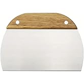 MallArt&reg; Stainless Steel Dough Cutter and Scraper &ndash; Scale, Oak Handle, Ergonomic Design, Kitchen Bread and Pizza Dough Partition