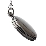 Easy Go Shopping Taschenuhr Smooth Vintage Taschenuhr Schwarz Retro-Quarz-Uhr mit Kette für Damen Herren