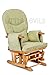 LUXURIOUS HUSH HUSH SOLID OAK WOOD GLIDER CHAIR WITH MINT GREEN CUSHIONS - NURSING GLIDER / ROCKER / ROCKING / MATERNITY / FEEDING CHAIR (With Locking Mechanism & Free Matching Footstool)