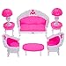 Produktbild 6 Stk Kunststoff Mini-Miniatur Wohnzimmer Möbel Satz für Barbies - Dollhouse Barbie Möbel - Miniatur Salon Sofa Stuhl Couch Schreibtisch Lampe Satz (Rosa)