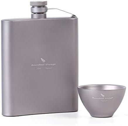 Boundless Voyage Titanium Hip Flask Sake Cup Set Outdoor Camping Hiking Travel Picnic Alcohol Whiskey Wine Tea Flagon Mug Set Drinkware 200ml