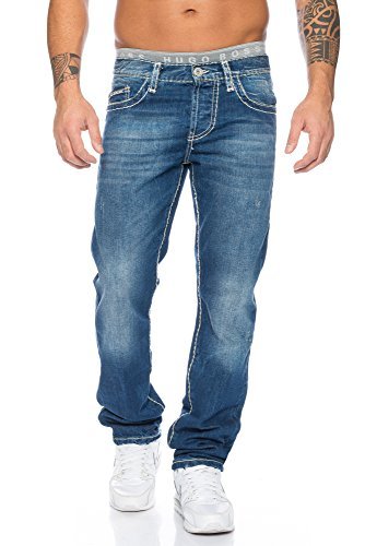 Redbridge Hombres Denim Vaqueros Pantalones Straight Casual Destruido Jeans