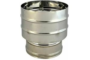 UTILE.STORE Fumaiolo a cappello doppia parete Antivento A Botte in Acciaio Inox AISI 304. Terminale della canna fumaria con disco anti-pioggia (Ø CM 8) (Ø 8/13 CM)