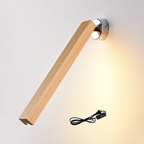 Preisvergleich Produktbild Wandmontiert Kreative Wandleuchte, 110-220V Moderne minimalistische LED-Schlafzimmer Nachttischlampe Nordic Holz Leselampe Lange hölzerne Wandleuchte ( ausgabe : With switch line )