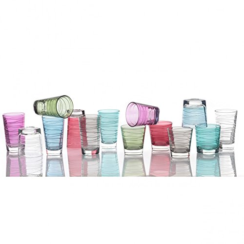 Leonardo Vario Becher Set, 6er Set, Klein, Trinkbecher, Wasserbecher, Farbig Sortiert, Glas, 170 ml, 47286 - 5