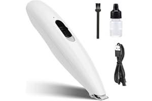 Dog Clippers, Welltop Dog Grooming Clippers Low Noise USB Rechargeable Pet Hair Trimmer Cordless Clippers for Small Dogs Cats Pet Electric Clipper for Hair Around Face, Eyes, Ears, Paws, Rump (White)