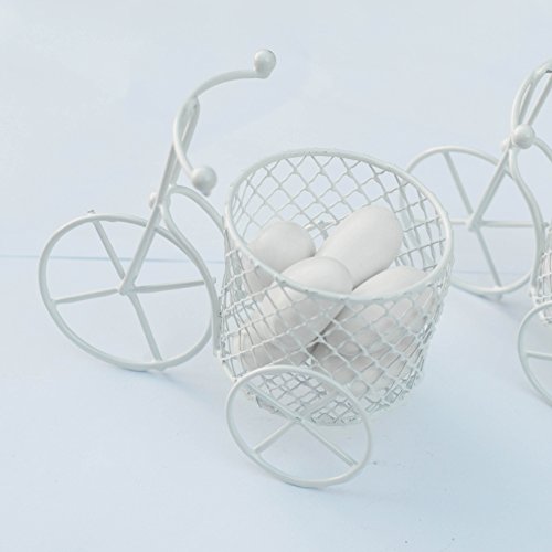 confronta il prezzo 5 Pezzi Bicicletta a tre ruote Cestino Vintage In Materiale Ferro Vernice Bianco-Portaconfetti Bomboniere Regalo miglior prezzo