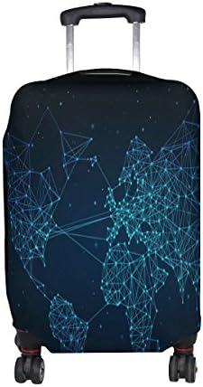 Aumimi World Map Technology Background Luggage Cover Elastic Protector Fits M 23-26 in Suitcase