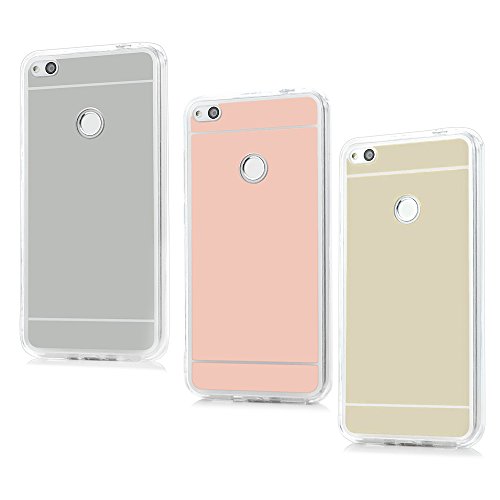 KASOS Fundas Huawei P8 Lite 2017 Carcasa Ultrafina Case con Efecto de Espejo en la Trasera  TPU Borde Blando Acrylic Panel Duro 
