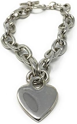 Personalised Rhodium Plated Charm Bracelet with a Engraveable Heart FREE ENGRAVING
