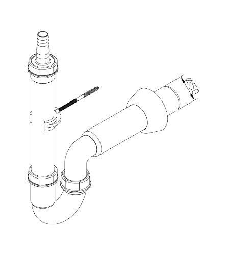 Geräte Geruchsverschluss | Kunststoff-Siphon | Geruchsverschluss für Waschmaschine | Spülmaschine | 50 x 20 – 24 mm - 2