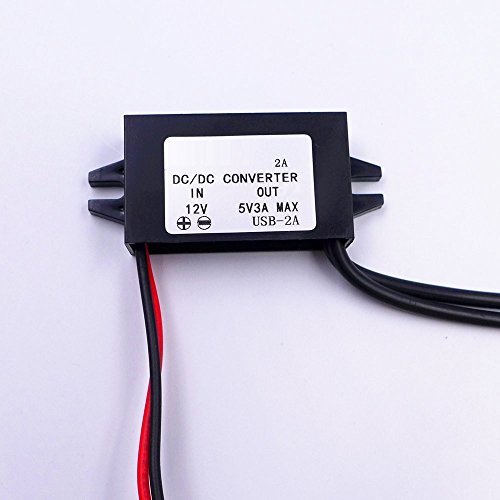 JZK® Voiture Convertisseur de puissance DC 12V à 5V / 3A Tension Convertisseur avec deux connecteurs d'adaptateur USB pour le téléphone charge voiture radio audio etc.