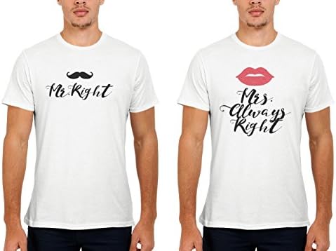 Perky Clothing Mr. Right Mrs. Always Right Love Couple Match Novelty Men Women Unisex Top T Shirt-M