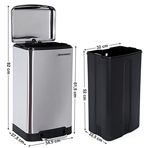 Songmics Mülleimer Abfallbehälter für Küche 30 L Treteimer Edelstahl mit Pedal LTB01L - 5