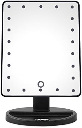 [Promotions SuperDiscount]Comwinn 2nd Generation Makeup Mirror with Lights, 22 Bright LEDs, 8.7" Screen, Touch Dimmable with Memory Function, 360 Degree Free Rotation, Lighted Illuminated Vanity Cosmetic Mirrors with Stand and Storage Tray for Tabletop, Bathroom, Bedroom, Travel, Shaving, Dressing (22LED, Black)