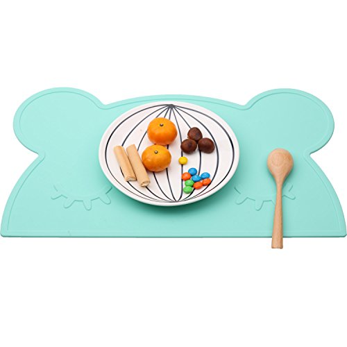 Rutschfeste Tischunterlage Süßes Bärendesign Tischset abwaschbar aus Silikon, für Babys, Kleinkinder und Kinder , tragbar spülmaschinentauglich, mikrowellentauglich, durch FDA zugelassenes Geschirr, ein BPA-freies, Passend für die meisten Hochstuhl-Tabletts - 2