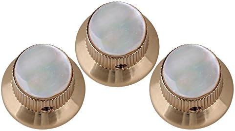 Yibuy Gold Shell Pearl Top Hat Metal Knobs for Electric Guitar 6.5mm Diameter Pack of 3
