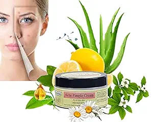 Khadi Rishikesh Acne Pimple Removal Face Cream For Acne scar, Spot Correcting, Anti Pigmentation, Skin Clearing With Aloe vera, Lemon,Tea Tree Oil, Clove, Basil,Paraben Free - Men & Women - 50gm