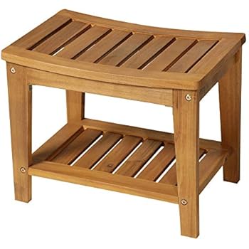 HOMCOM Duschhocker Badhocker Duschsitz Duschstuhl Badstuhl Badregal