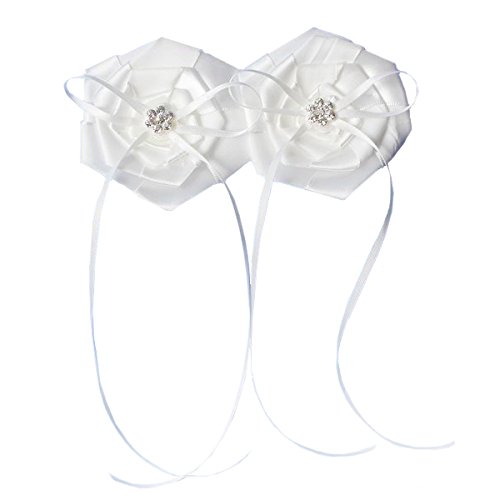 Ringblumen „Rosen“, creme – romantische Alternative zum klassischen Ringkissen in Blütenform mit Kristallen - 2