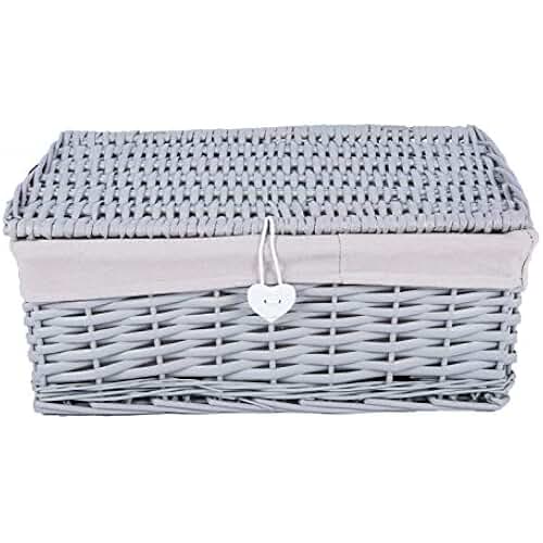 Amazon.co.uk grey wicker basket with lid