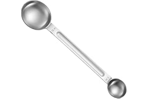 AUTUUCKEE Cucchiaio dosatore da caffè, 5 ml, 15 ml, strumento da cucina double face, facile da pulire, misurino in acciaio inox (argento)