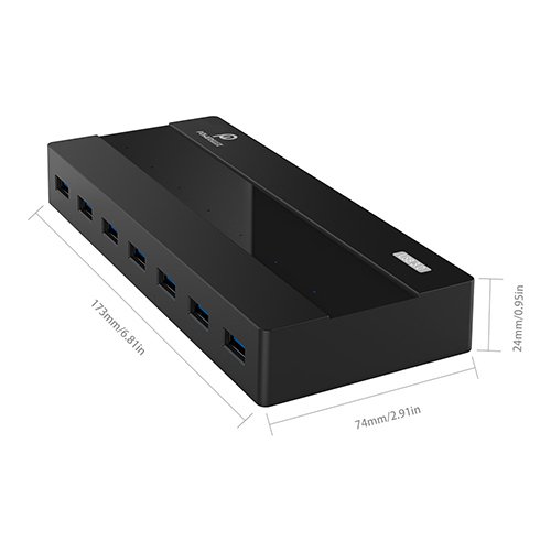 USB 3.0 Hub 7 Datenports SuperSpeed 5Gbps mit 30W Netzadapter und USB 3.0 Kabel 3.3ft USB Hub für Windows XP / Vista / 7 / 8 / 10, Mac OS, Linux und Windows Surface Pro,IdeaPad, MacBook Air, MacBook pro, MacMini, iMac, MacPro, Yoga 910, LG Gram 15 Notebooks und Mehr by POWERILLEX - 6